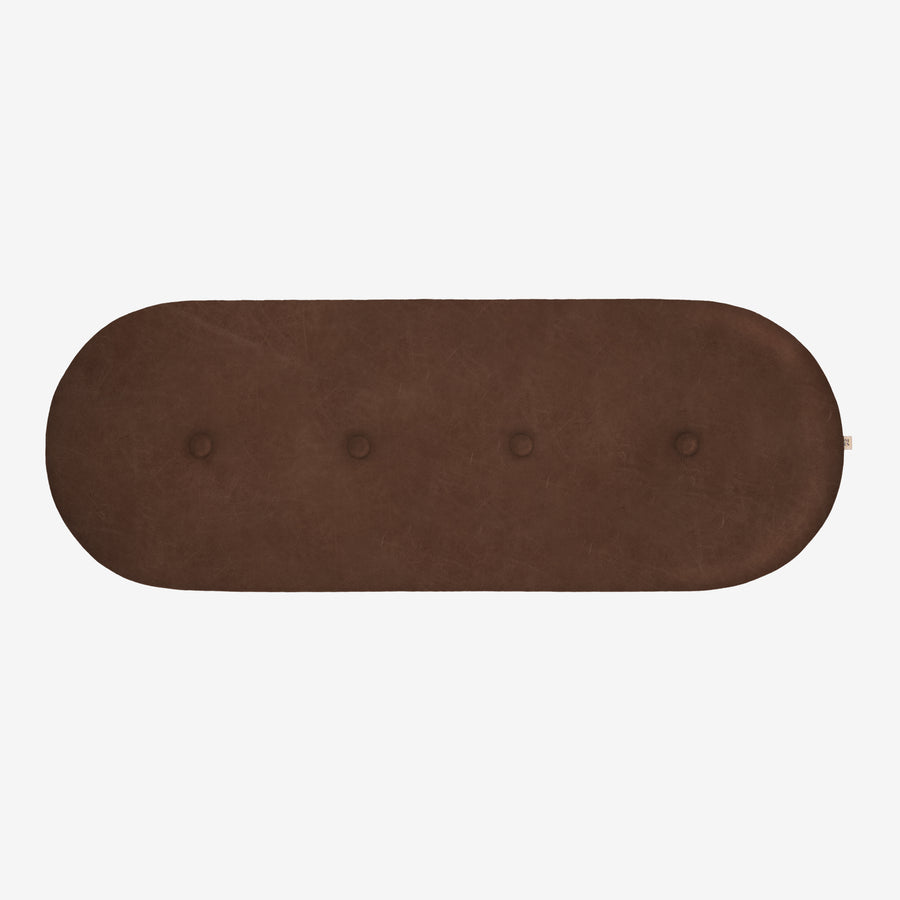 sengegavl med knapper 140x50 cm i mørkebrun kunstlæder