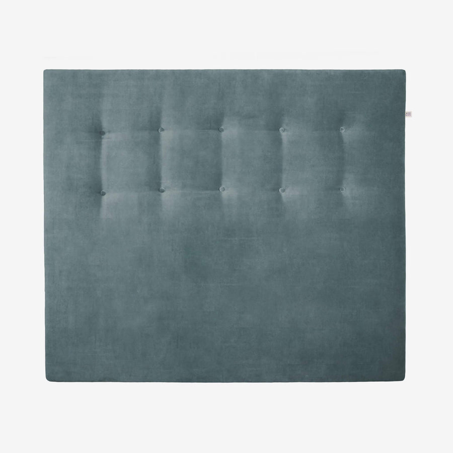 sengegavl 140x120 cm i blå vasket bomuld