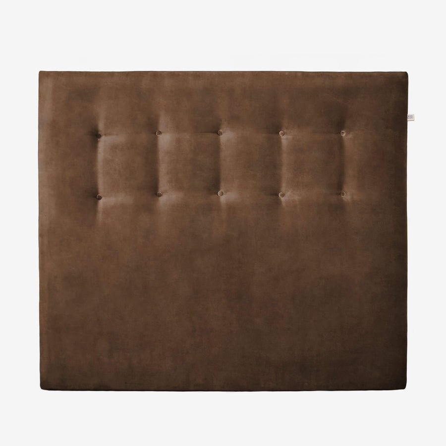 sengegavl 140x120 cm i mørkebrun kunstlæder