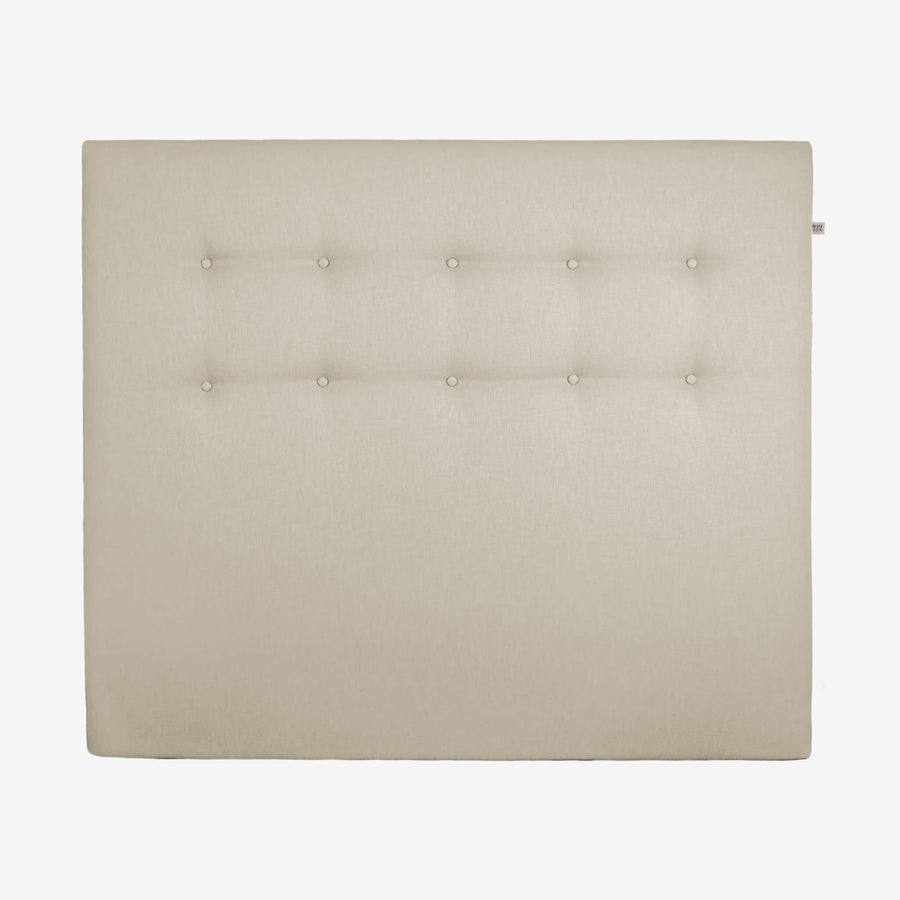 sengegavl 140x120 cm i sandfarvet polyester