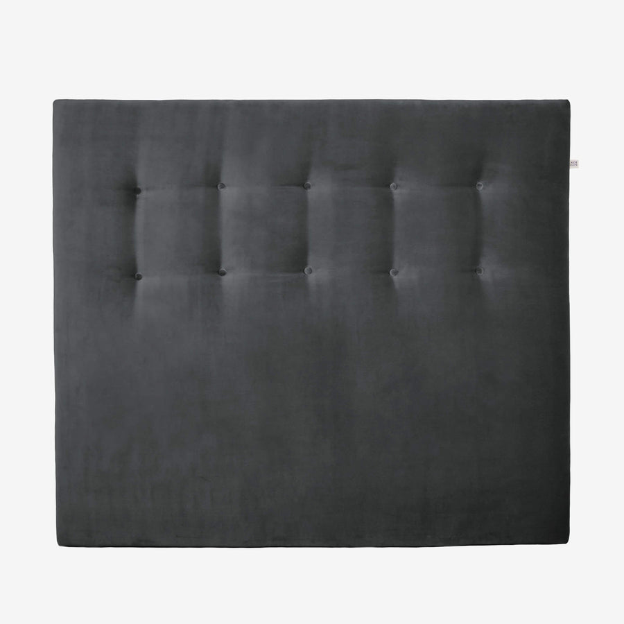 sengegavl 140x120 cm i mørkegrå velour