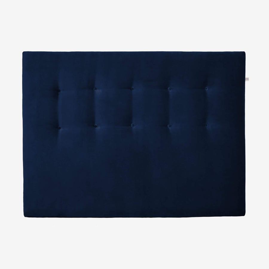 sengegavl 140x100 cm i mørkeblå velour