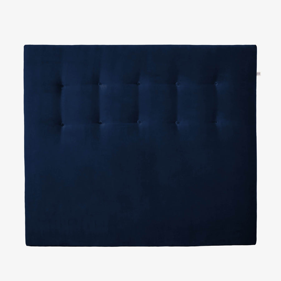 sengegavl 140x120 cm i mørkeblå velour