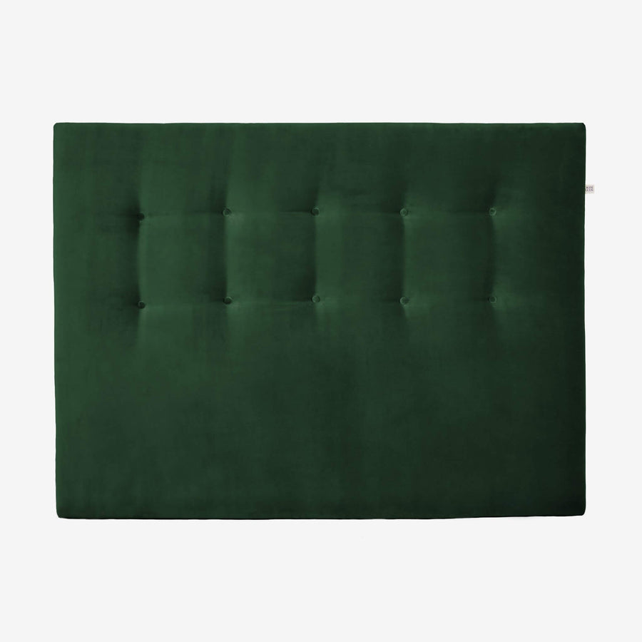 sengegavl 140x100 cm i mørkegrøn velour