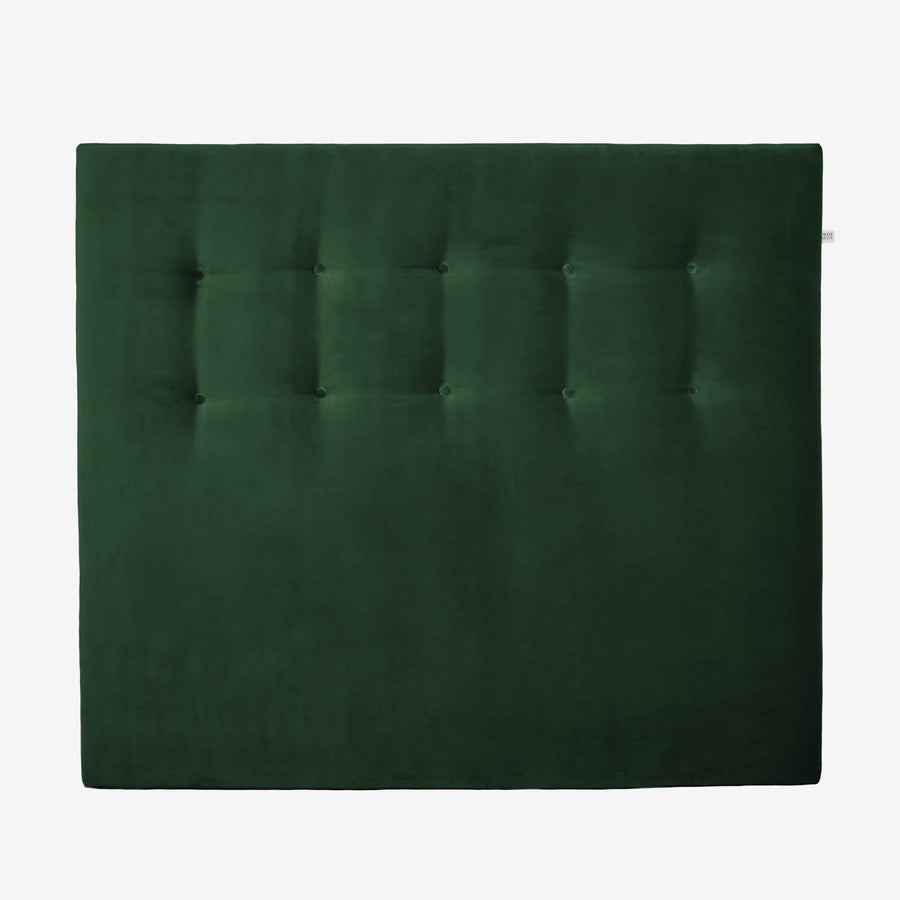 sengegavl 140x120 cm i mørkegrøn velour