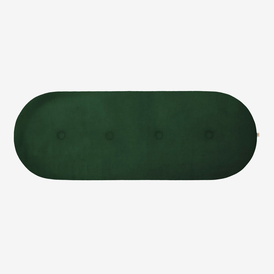 sengegavl med knapper 140x50 cm i mørkegrøn genbrugsuld